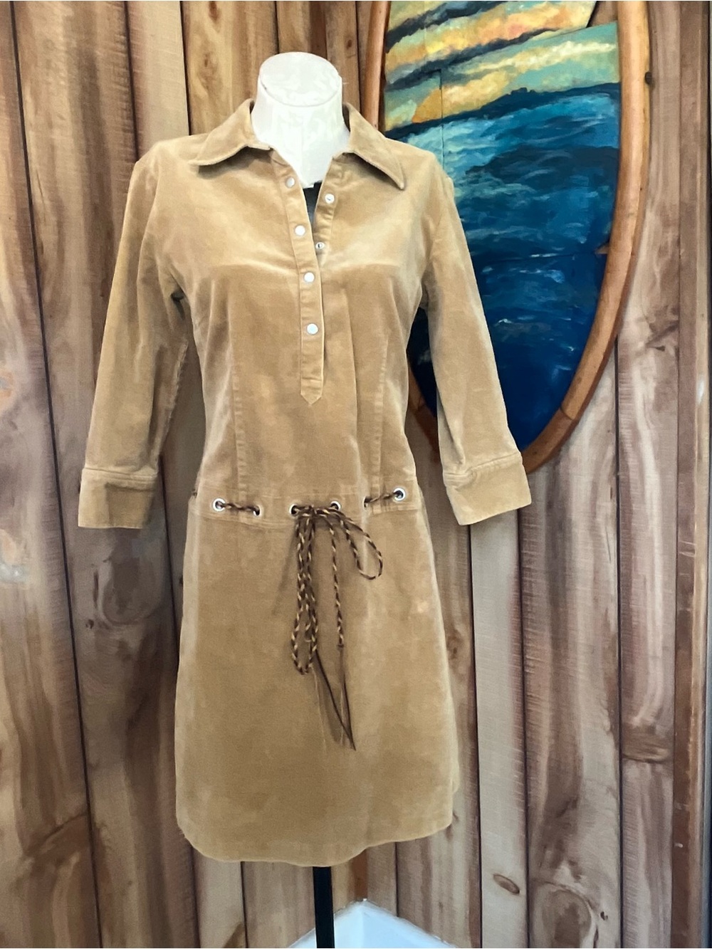 💋 Moda International Camel Cordury Drawstring Dress